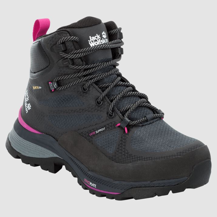 Jack Wolfskin Womens Force Striker Texapore Mid Hiking Shoes Black/Pink 672350BWK